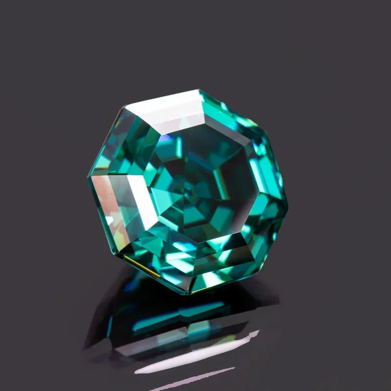 Moissanite Stone Octagon Primary Colours Emerald Green Lab Grown Gemstones Diamond For DIY Ring Necklace Earrings Main Materials