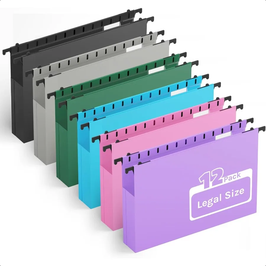 

Extra Capacity Legal Plastic Hanging File Folders2 Expanding Accordian Pocket with Black Insert Gasket Heavy Duty for Filing Ca
