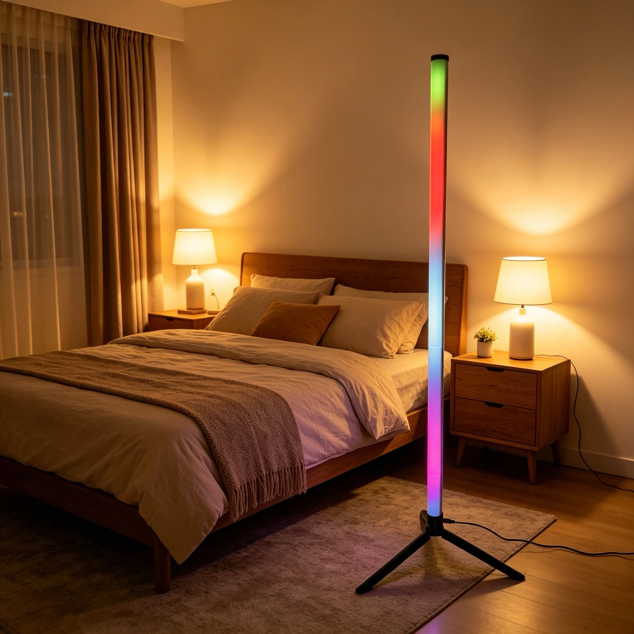 RGB LED-Ecklampe für den Boden, Raumdekoration, farbwechselnde Atmosphären-Stehleuchte, Nachtlicht für Gaming, Wohnzimmer, Schlafzimmer – Detail 3
