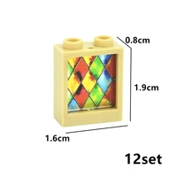 Building Block 60592 Glass Windows Doors Wall 1x2x2 with Pattern Print Window Church Assemblage Construction Thick Brick Toys 2