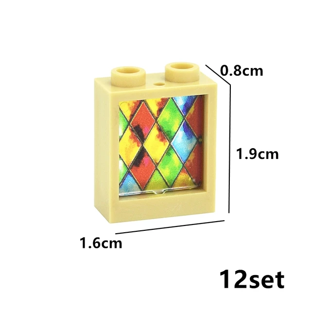Building Block 60592 Glass Windows Doors Wall 1x2x2 with Pattern Print Window Church Assemblage Construction Thick Brick Toys 2