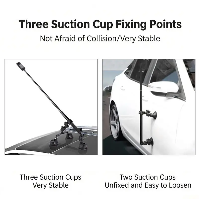 

B03F Безопасное крепление для камеры на крыше автомобиля с 3 присосками, удлинитель 1,2 м