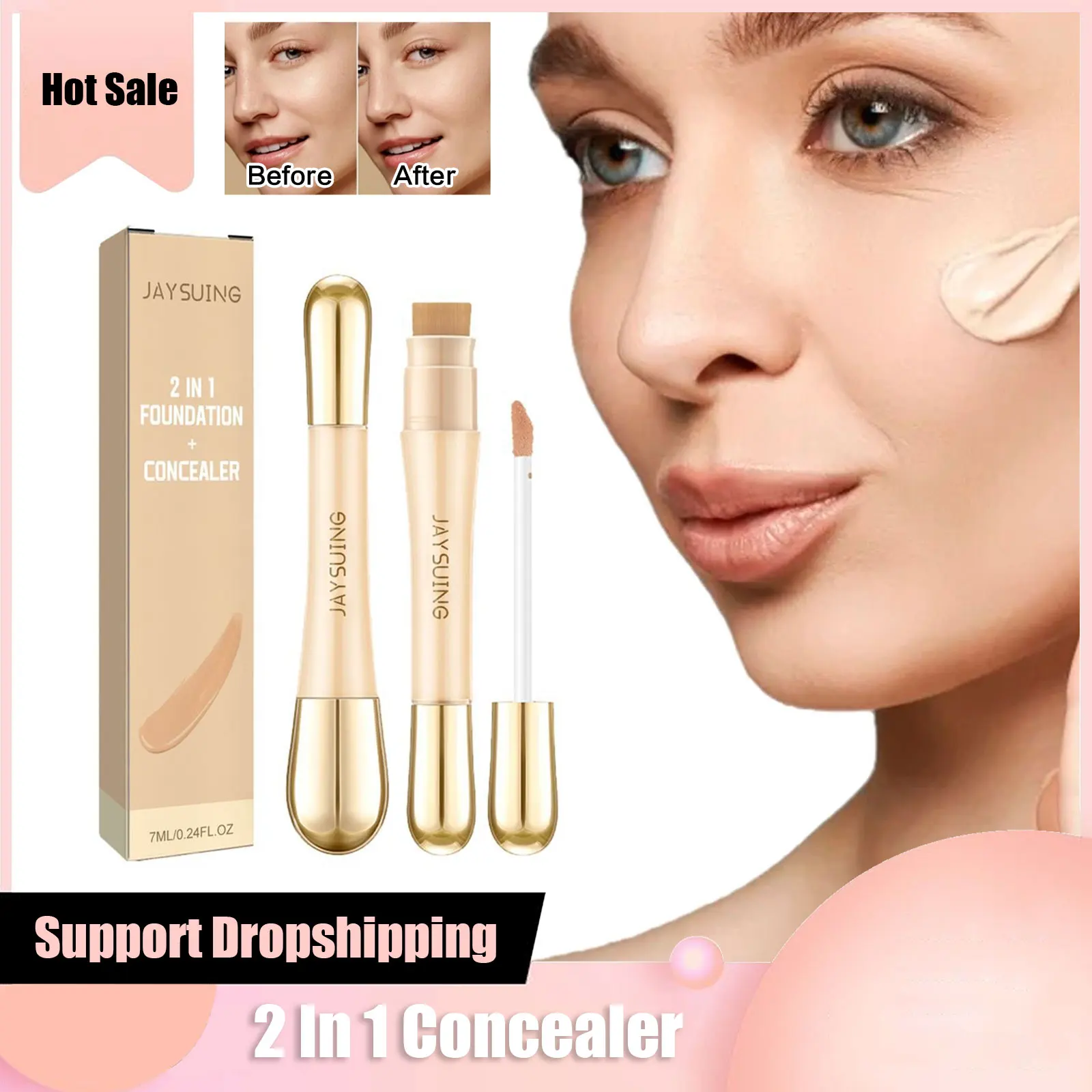 Liquid Foundation Cream Waterproof Dark Circles Corrector Lasting Contour Concealers Stick for Face Oil Control Makeup Base 7ml