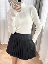 High collar knitted sweater y2k with heavy twisted flower base and thread, women's 2-color S home 24 autumn new style, simple