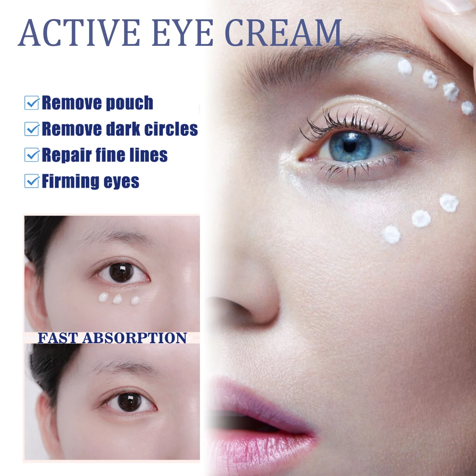 Hyaluronic Acid Active Eye Cream Fade Dark Circles Improve Eye Bags Reduce Fine Lines Vitamin C Anti Wrinkle Firm Eye Cream Kit