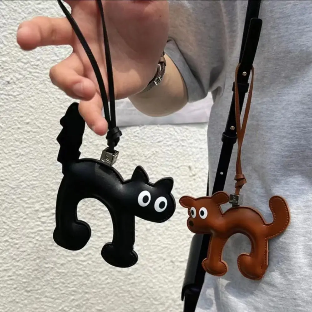 Dog Cat Car Keychain PU Leather Dog Keychains Bag Pendant Jewelry Trinket Key Ring Key Chain Accessories Puppy Dog Bag Pendant