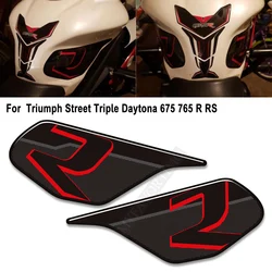 Motorcycle For Triumph Street Triple Daytona 675 765 R RS Stickers Decals Gas Fuel Oil Kit Knee Fish Bone Tank Pad Protector