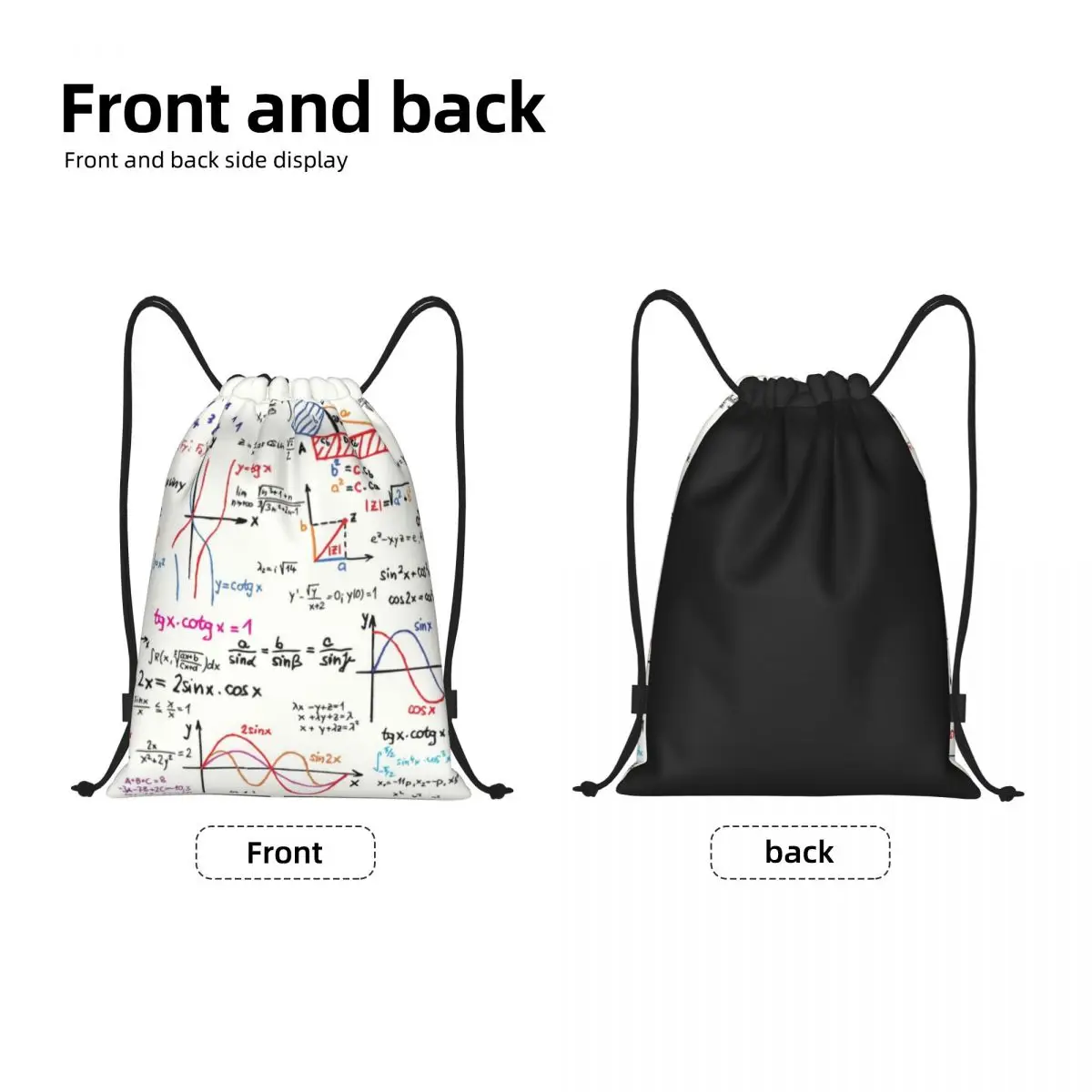 Mochila con cordón para hombre y mujer, morral portátil para entrenamiento de matemáticas, matemáticas, números, gimnasio, deportes, Geek, puzle de Ciencia