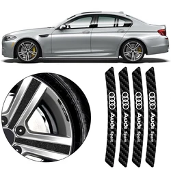 4Pcs Car Styling Carbon Fiber Curved Wheel Rim Sticker Tire Decoration For Audi Sline Quattro RS S TT A1 A2 A3 A4 A5 A6 A7 A8 Q1
