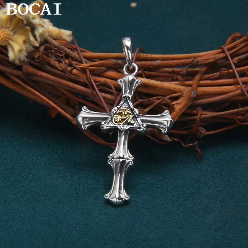 

BOCAI новый модный аксессуар из стерлингового серебра 925 пробы, модный кулон с крестом в виде глаз Гора, мужской и женский подарок
