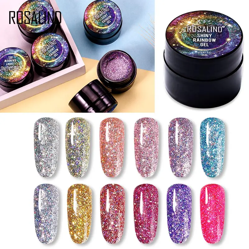 ROSALIND 5 ml Shiny Rainbow Gel Nagellak Heldere Voor Glitter Schilderij Nail Art Design Poly UV Top Base Primer voor Manicure