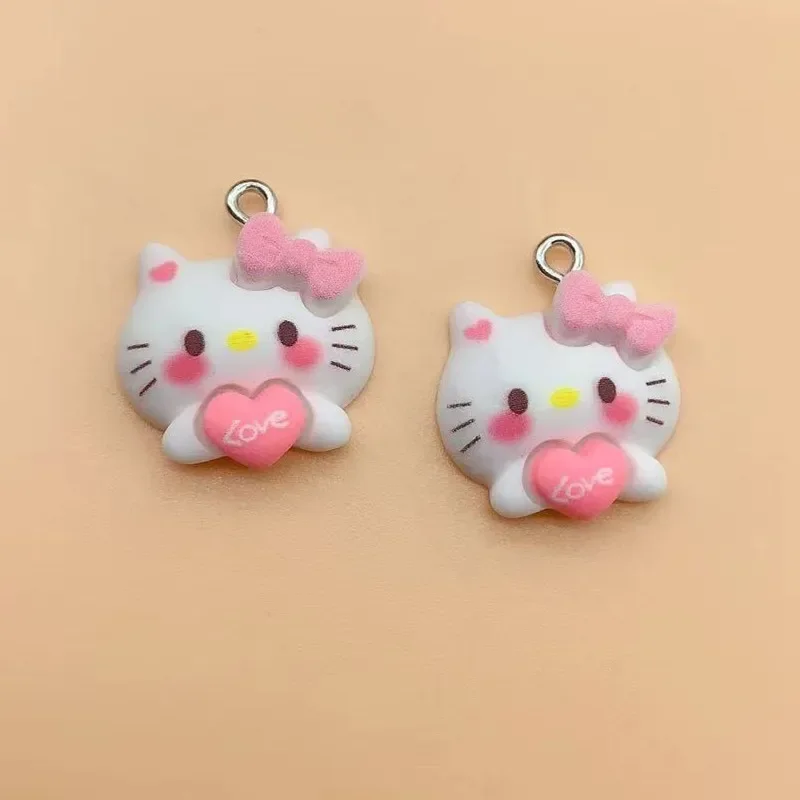 10Pcs Cartoon Hello Kitty Animal Charm Pendants Earring Necklace Jewelry Accessories Car Keychain Friend Gift DIY Ornaments