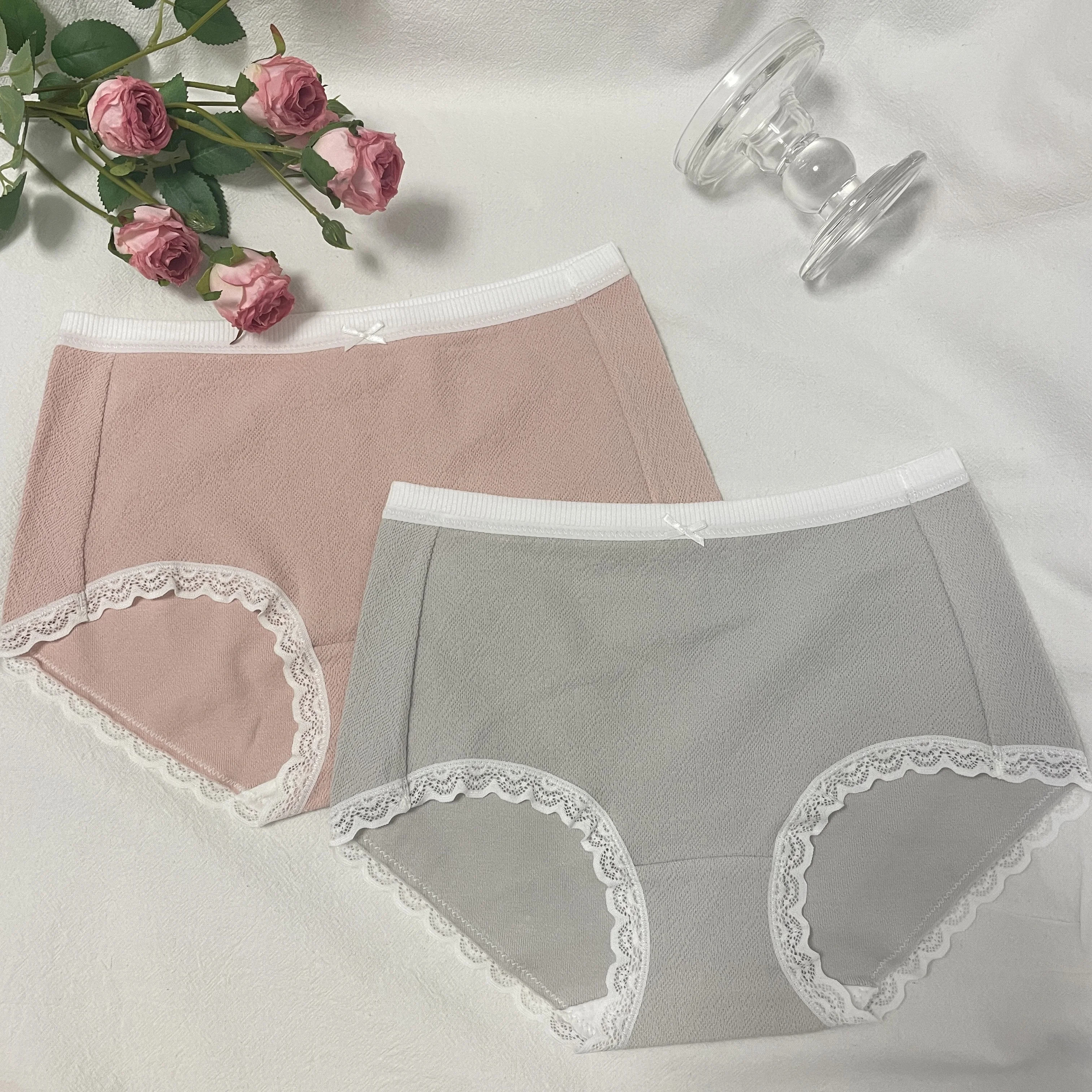 Iozey comfortable soft briefs Bottom Cotton antibacterial women's panties 2PCS/set Shaper Panties Sexy panties Solid color