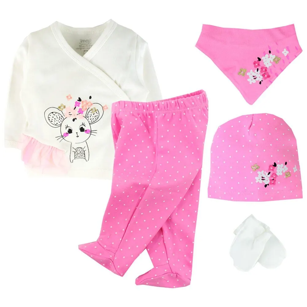 Baby Girl Boy Babies Newborn Clothing 5-pcs Hospital Outlet Custom Fabric Antibacterial Babies Healthy Safe Outfit Sets Dresses