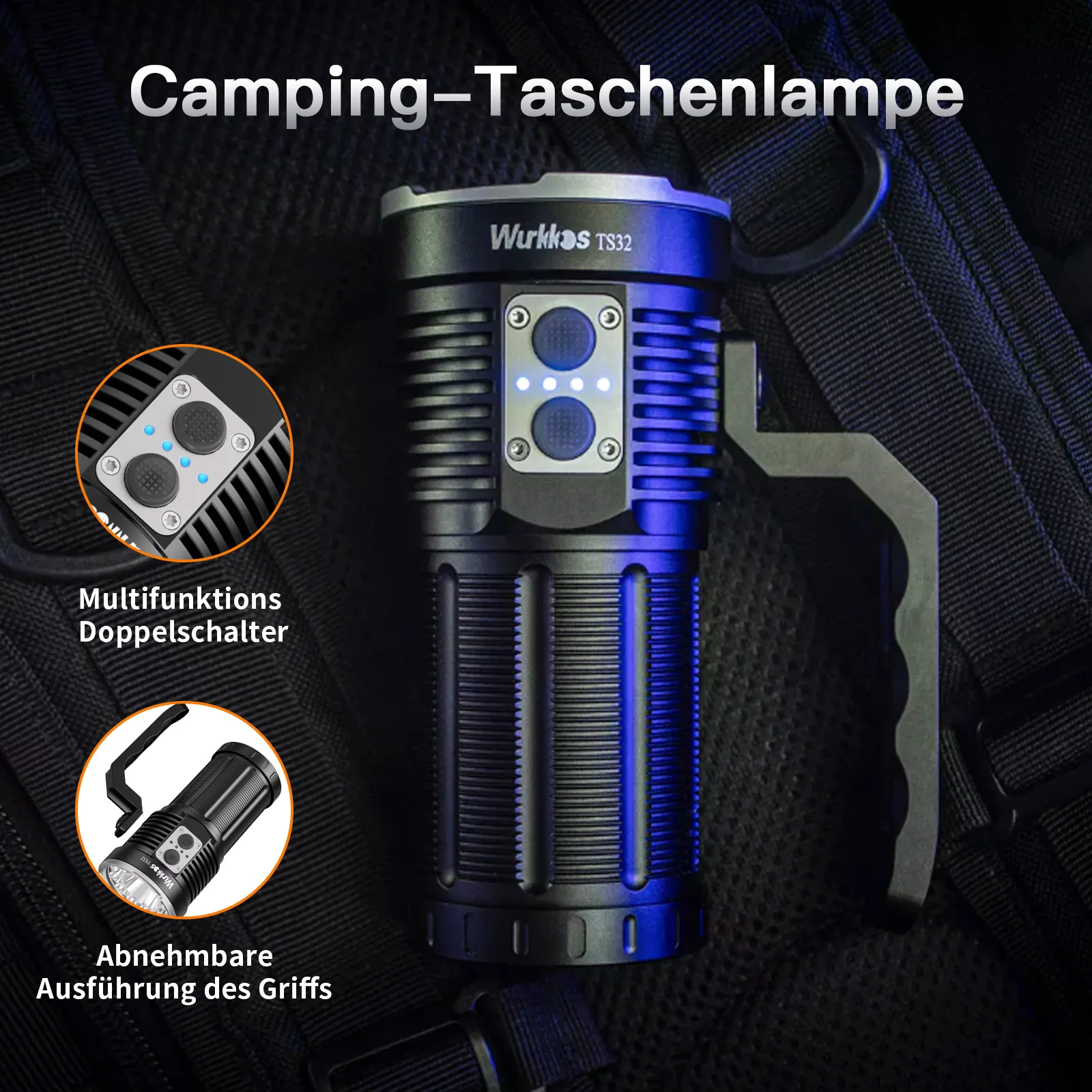 YYHCOutdoor Powerful 15000lm Waterproof  3* 21700 LED Torch High Quality Tactical Light USB C Rechargeable LED Flashlight