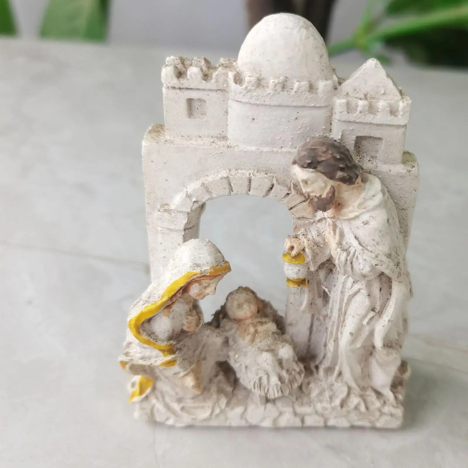 Resin Holy Family Statue Artwork Christmas Figure Desk Display Crafts Nativity