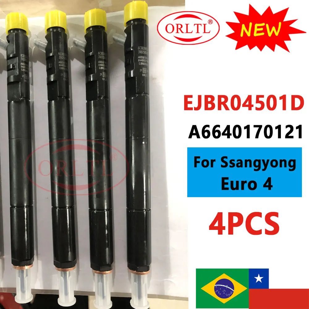 

EJBR04501D New CRDI Diesel Fuel Injector Nozzle 6640170121 For Ssangyong Actyon Kyron 2.0L Xdi EURO 4 D20DT A6640170121 4PCS