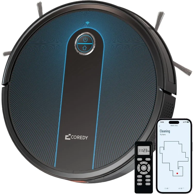 

Coredy Robot Vacuum, R650 Ultra Robotic Vacuum with 2200 Pa Strong Suction, Gyro Dynamic Navigation, Z-zag Cleaning Path