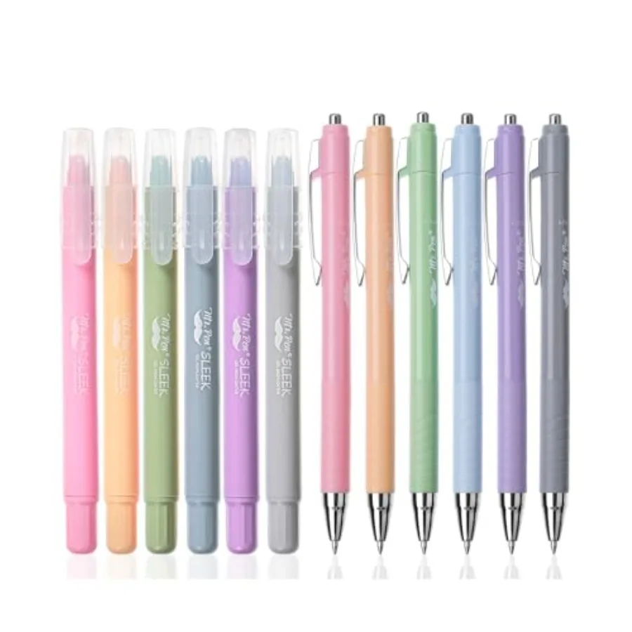 

Bible Highlighters and Pens No Bleed, 12 Pack Bible-Safe Gel Highlighters with Colored Ink Pens, Fast-Drying, Smooth Writing fo