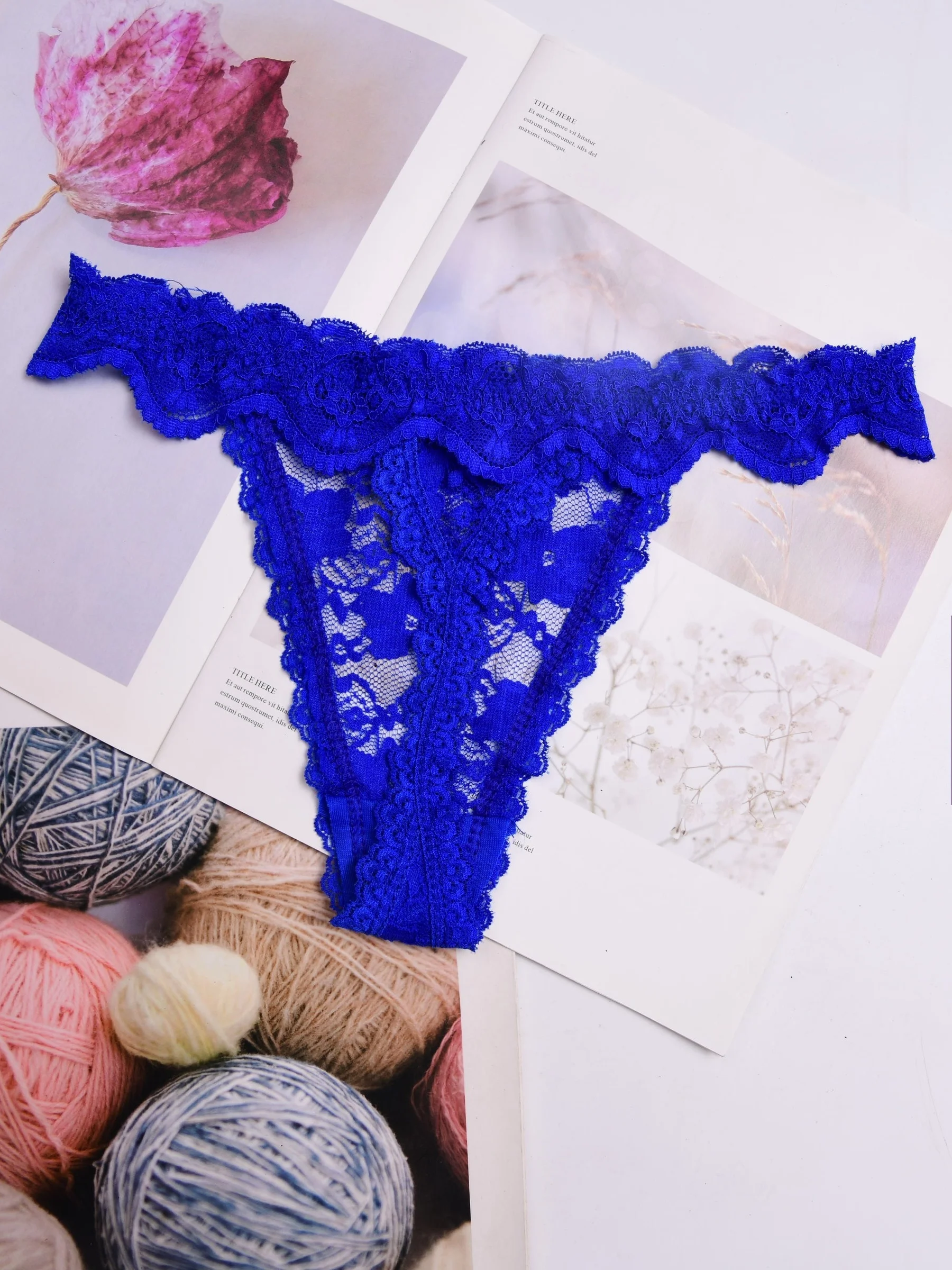 String sexy en dentelle pour femmes, culotte transparente, sous-vêtement confortable, lingerie, 1 pièce, ah51