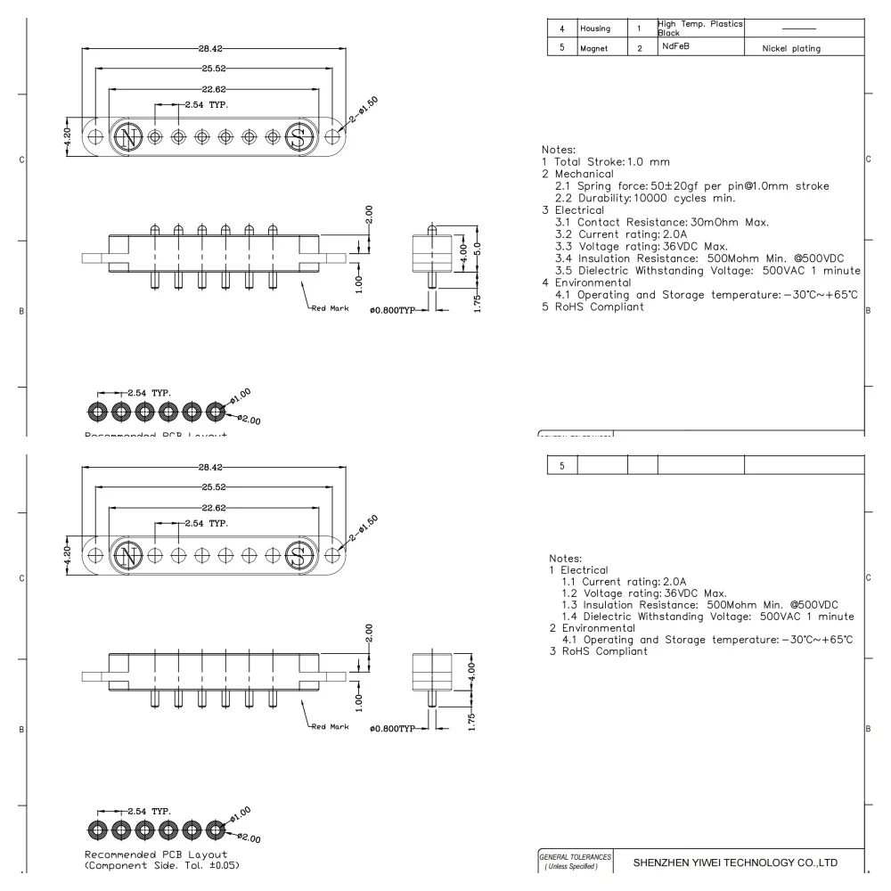 2A DC Magnetischer Pogo-Pin-Steckverbinder 2-9-polig, Pogopin Stecker und Buchse, Abstand 2,5/2,80mm, federbelastete DC-Strombuchse – Detail 24