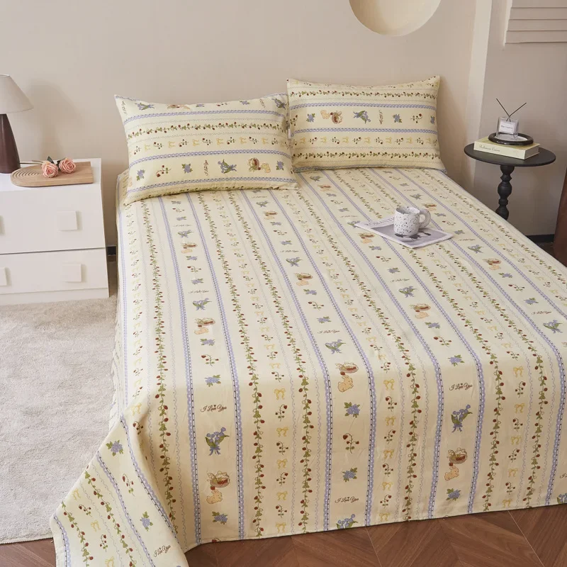 Customizable small fresh cotton old coarse cloth mat three-piece set