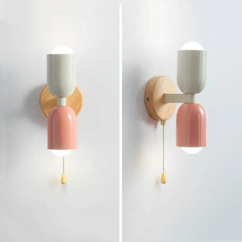 

Art salon project up & down Wall Lamp LED sconce Popular Ins Style Bedroom Creative Nordic Solid Wood Modern Bedside wall light