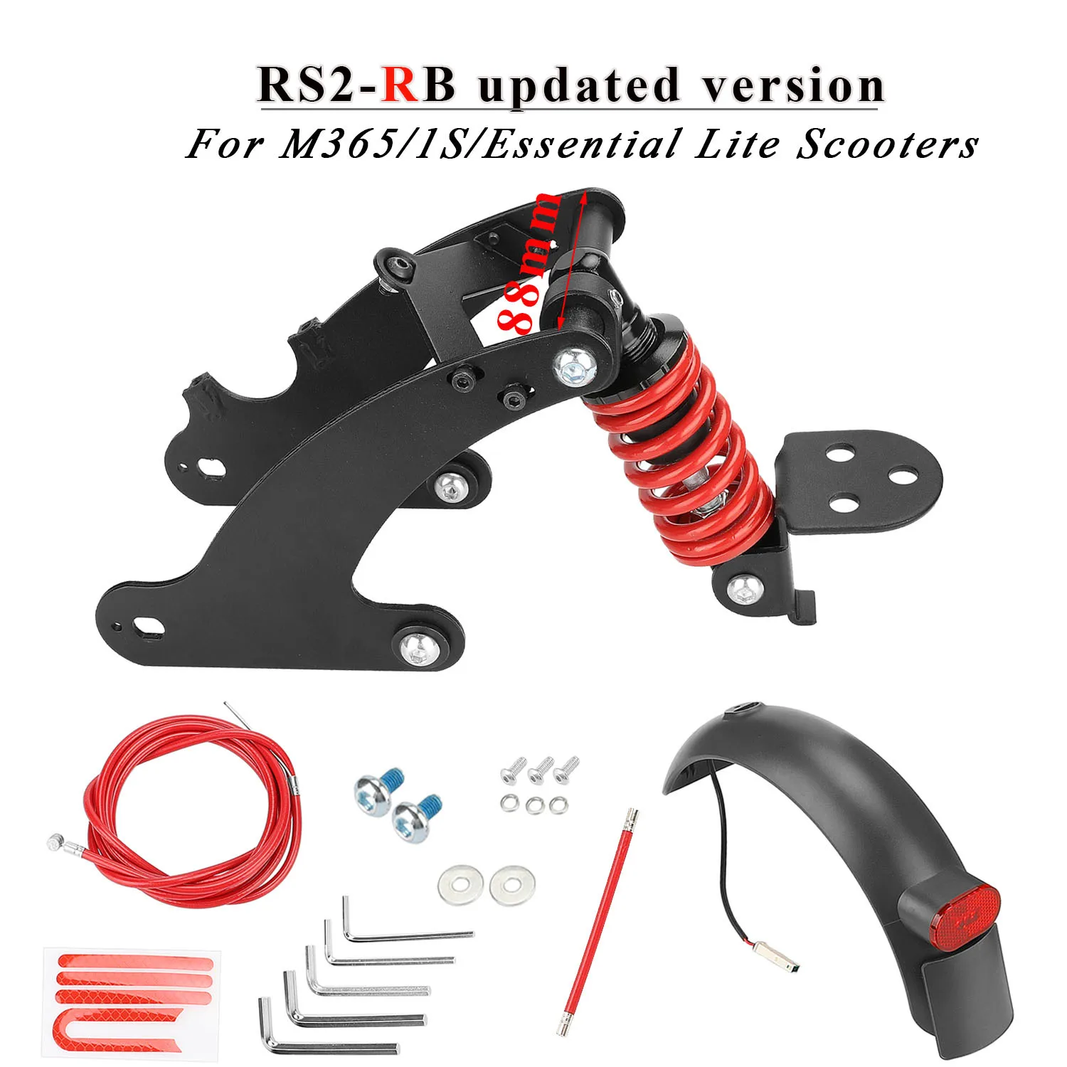 Rear Shock Absorber for Scooter Rear Spring Shock Absorber Replacement Accessories for M365/1S/Essential Lite Electric Scooters