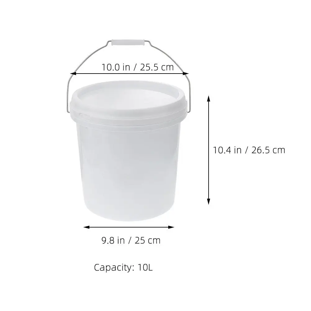 2Pcs Sealed Storage Buckets Multi-Functional Round Paint Buckets 10L Hand-Held Leak-Proof Color Mixing Containers for Painting