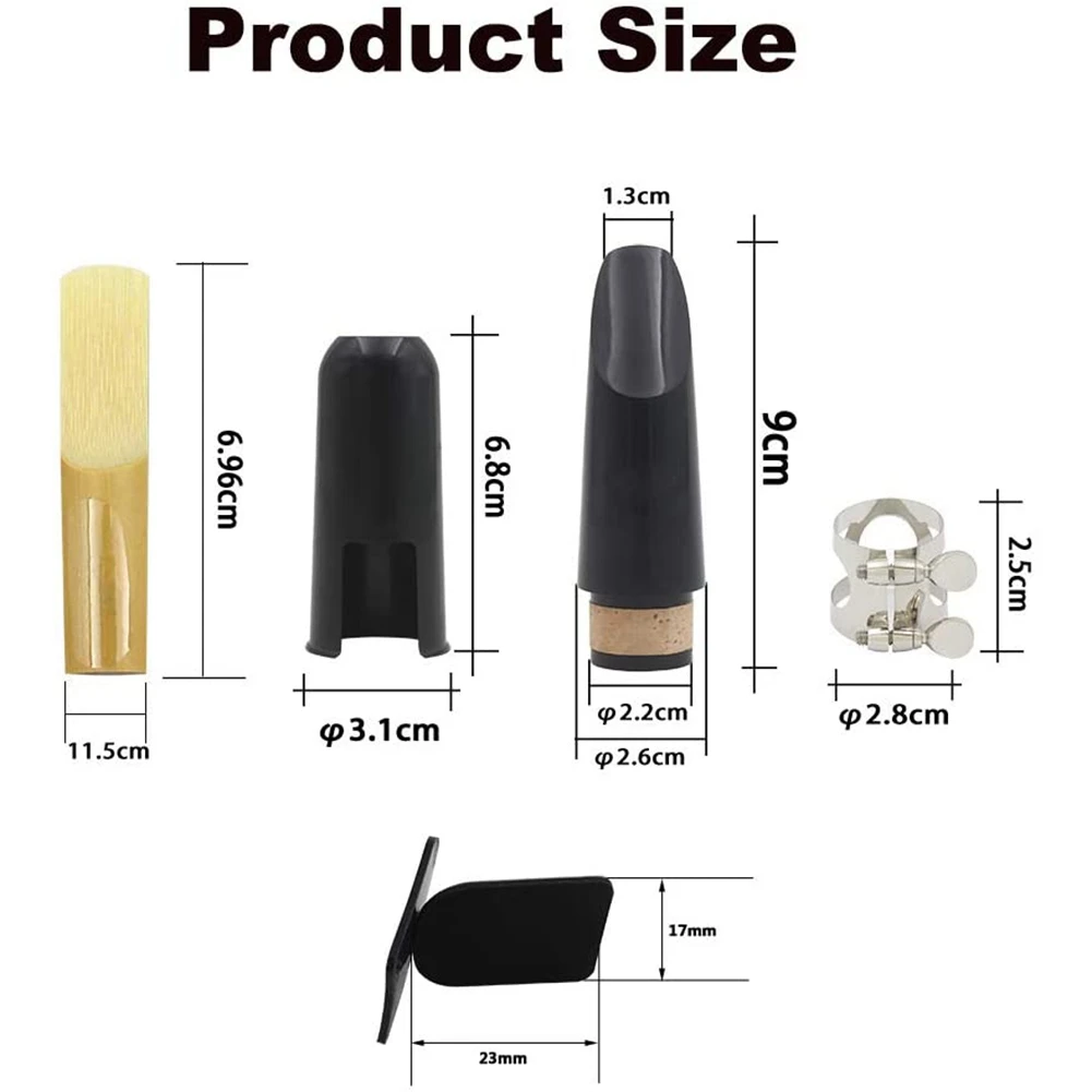A74K-Kit de boquilla, incluye ligadura + caña de clarinete 2,5 + boquilla de clarinete negra tapa de plástico Accesorios para Instrumentos Musicales