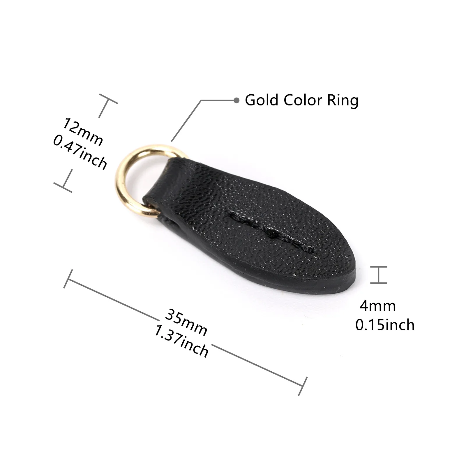 6Pcs/Lot Leather Zipper Pull Leaf-Shaped Tag With Gold Ring for Repairing Replacement Zipper Head, Boots, Clothes, Bags，Jacket