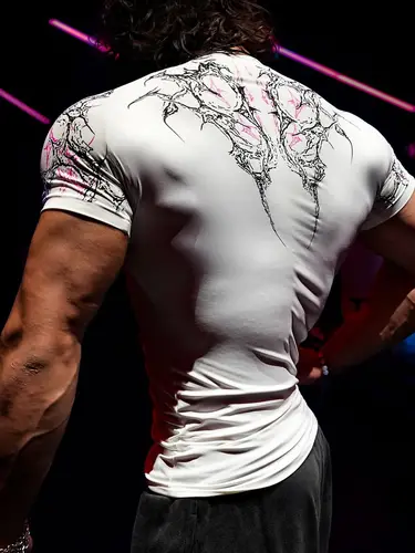 Imagen 2 del producto Camiseta de entrenamiento de gimnasio para hombre, camiseta de manga corta de compresión de secado rápido para culturismo, correr, entrenamiento, ropa deportiva atlética