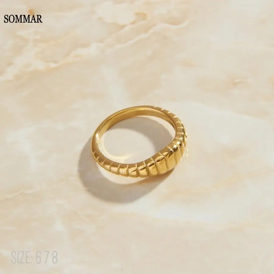 SOMMAR Hot New Gold Plated size 6 7 8 Gentlewoman wedding ring Narrow Bread Ring Jewelry on the neck summer jewelry