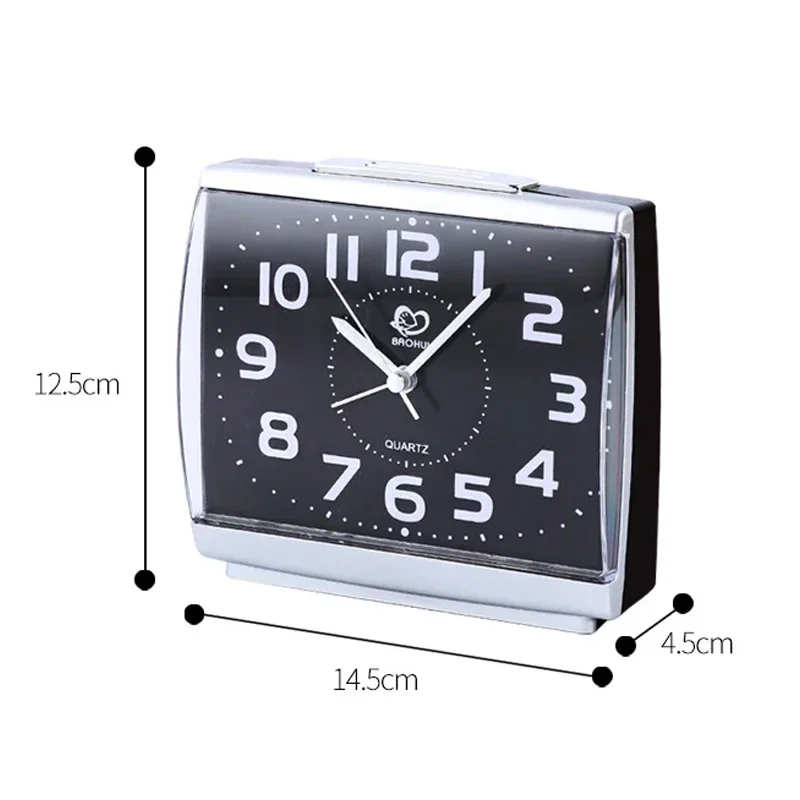 Nightlight Alarm Clock Battery-powered White Simple Shi Ying Alarm Clock Home Bedroom Without Ticking Mute Nightlight Clock