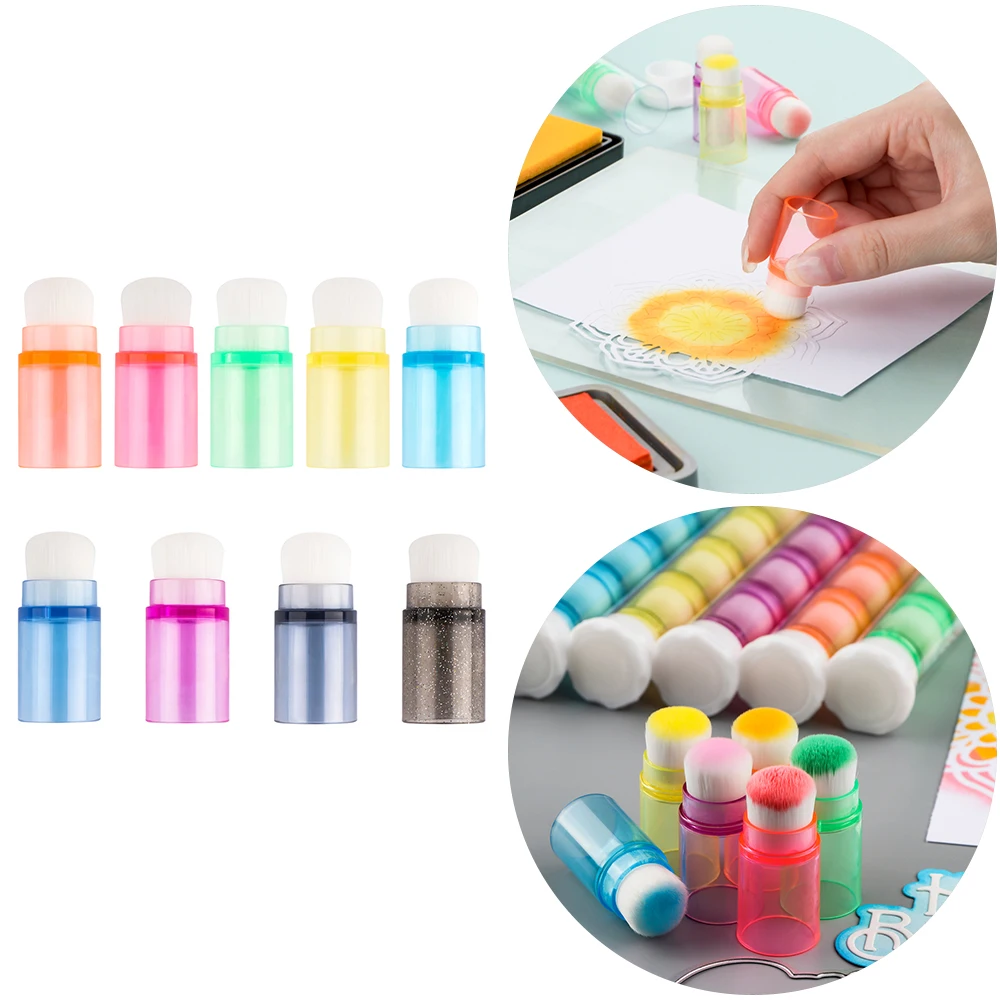 

Mini Stackable Blender Brushes Rainbow Color Soft Bristles Finger Daubers for DIY Scrapbook Inking Drawing Craft Blending Tool