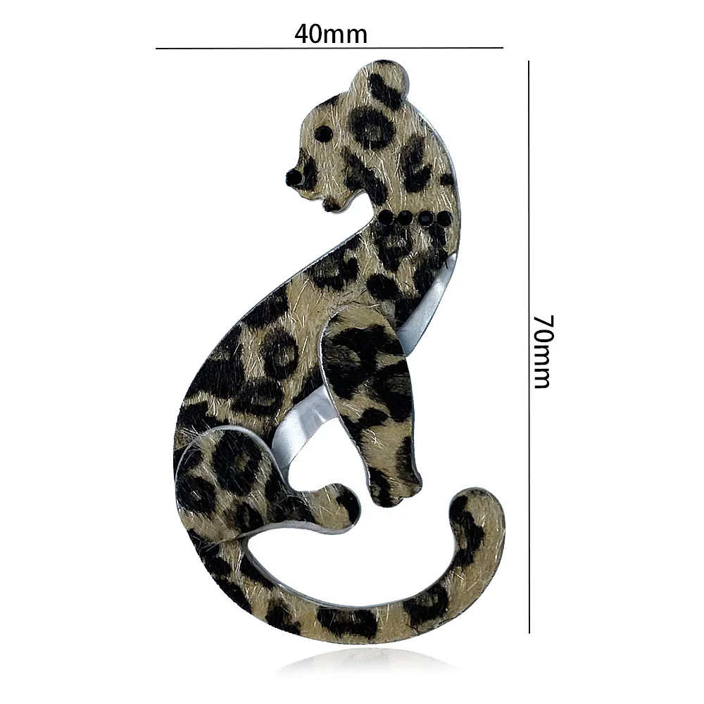 Retro Plush Leopard Print Cat Acrylic Brooch Personalized Animal Shaped Pin Subtle Retro Style Clothing and Accessories