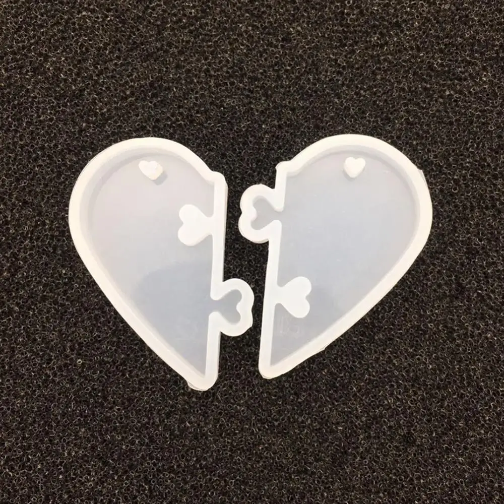 2Pcs/Set Love Heart Shape Silicone Mold Resin Jewelry Making DIY Pendant Craft