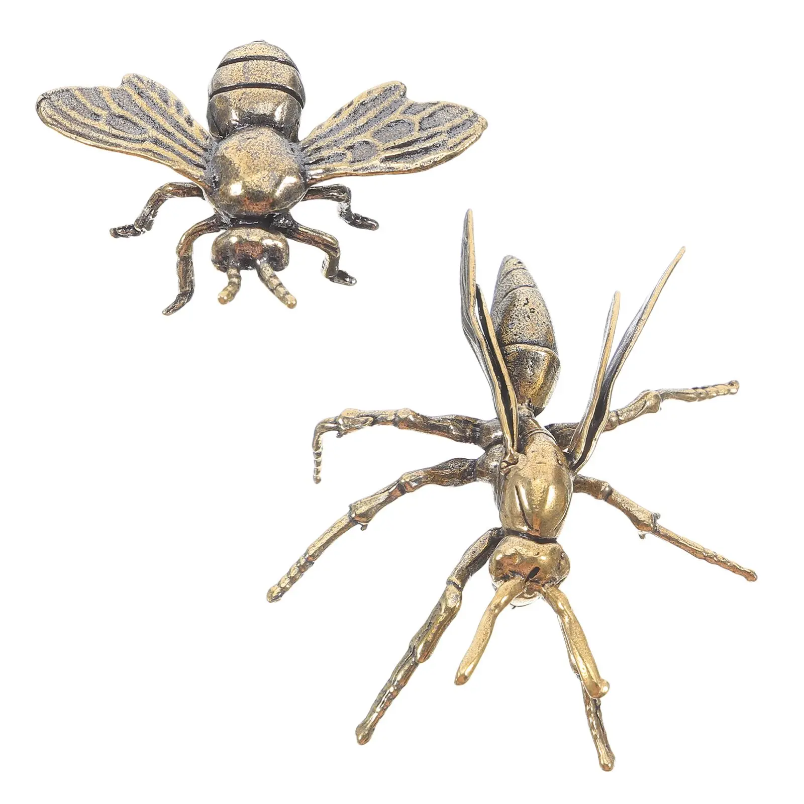 Adornos de decoración de latón, figuritas de avispa de abeja Vintage, Material resistente, formas realistas, figuras de escritorio y sala de estar, 2 uds.