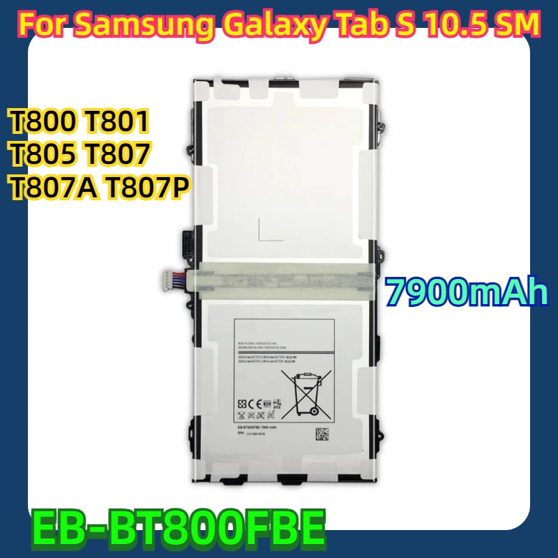 

For Samsung Galaxy Tab S 10.5 SM T800 T801 T805 T807 T807A T807P 7900mAh EB-BT800FBE High Capacity Replacement Battery