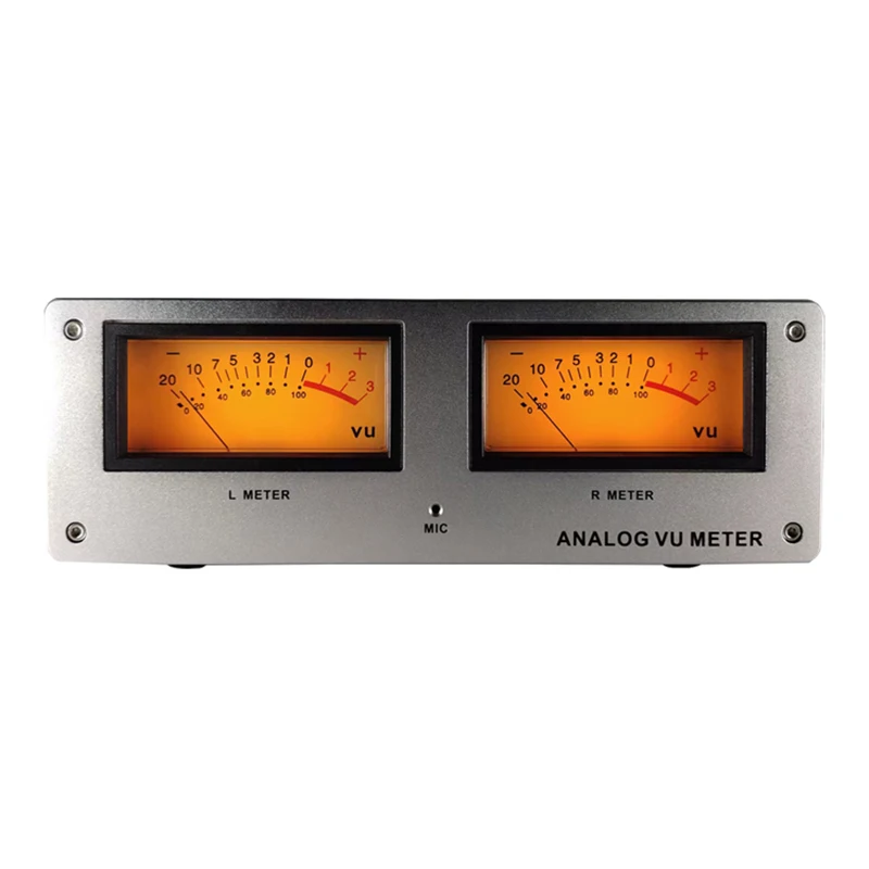 Double VU Meter Music Spectrum Meter Square VU Meter Aluminium Panel LED Warm Backlight Wiring-free Swing Amplitude Adjustable