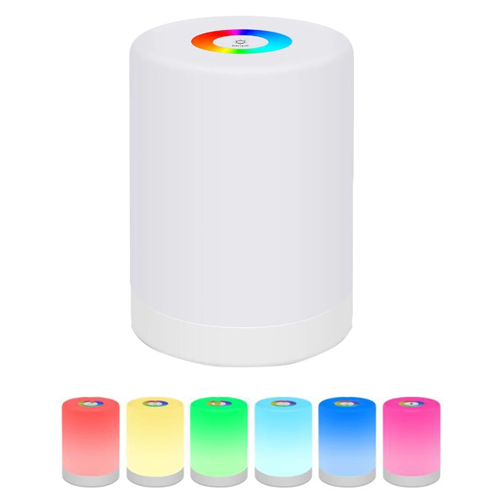 

Touch Night Light Bedside Indoor Small LED Bedroom Lamp Colorful Charging Creative Portable Nail