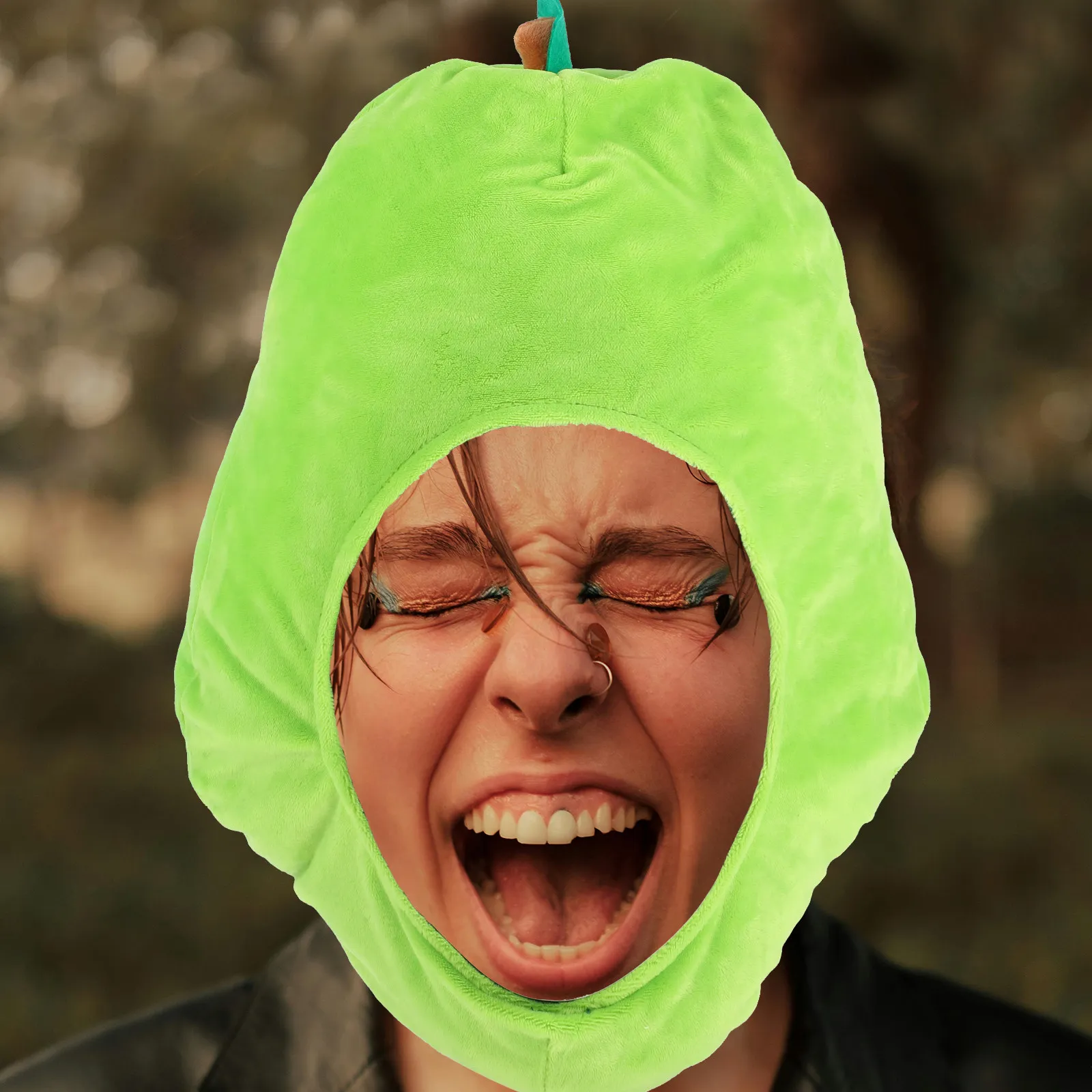 1 pieza de sombrero con forma de pera verde, creativo, para fiestas, accesorio de disfraz para festivales, accesorios de actuación, sombrero encantador.