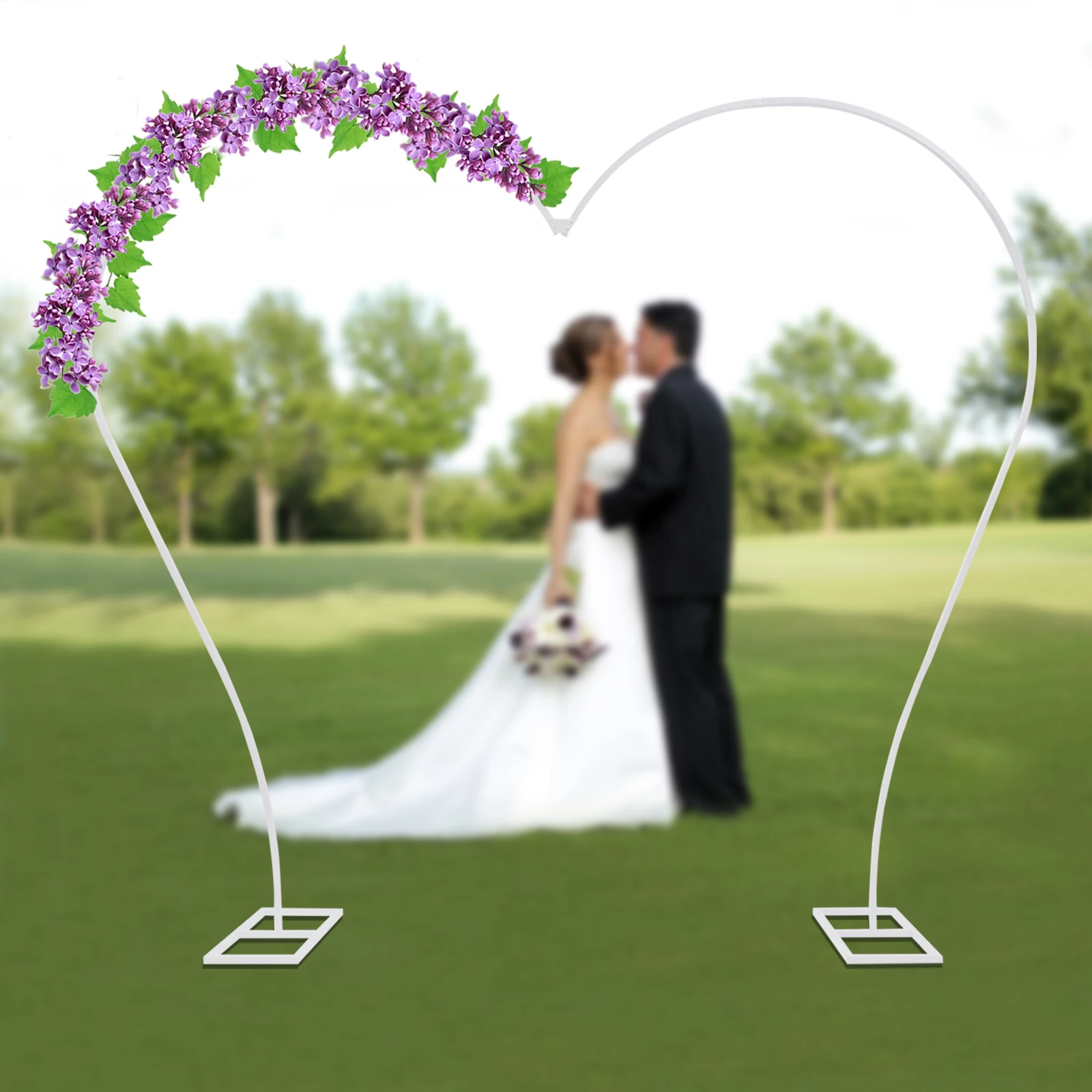 

Large Heart-Shaped Balloon Arch Stand White Metal Wedding Arch Frame Backdrop Stand with Base for Wedding Birthday Bridal Party