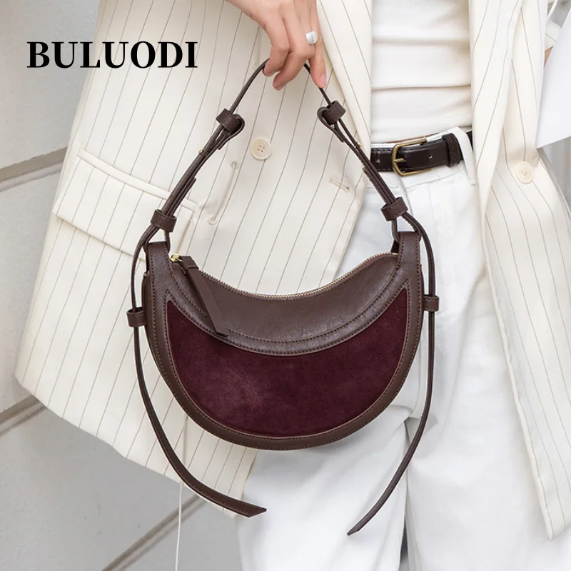 

Women's natural suede shoulder and armpit crescent bag fashionable luxury designer mini bag women's soft cowhide crossbody bag