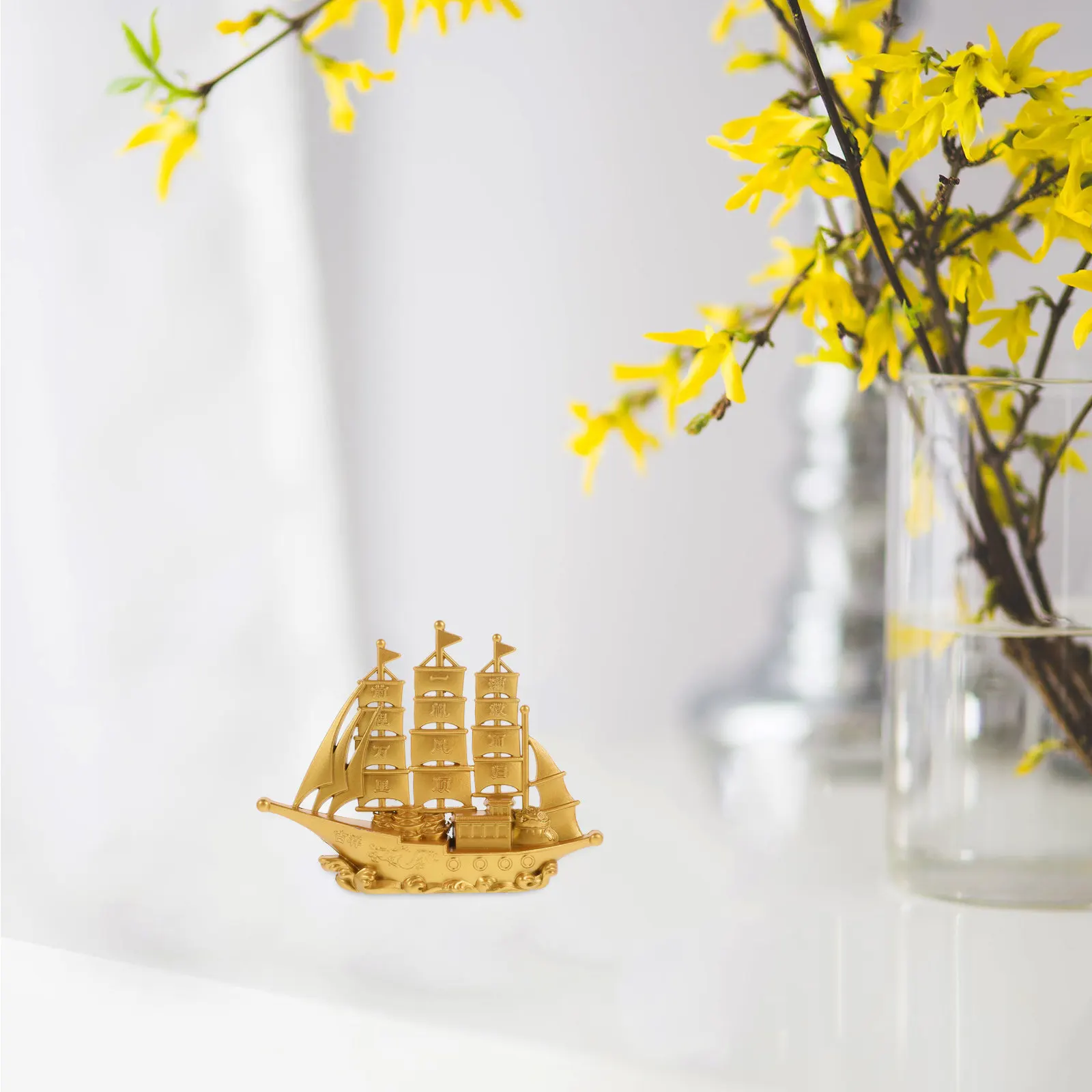 

Alloy Metal Boat Desktop Sailboat Chic Retro Ornament Decorative Small Simulated Boat Lifelike Landscape Decoration