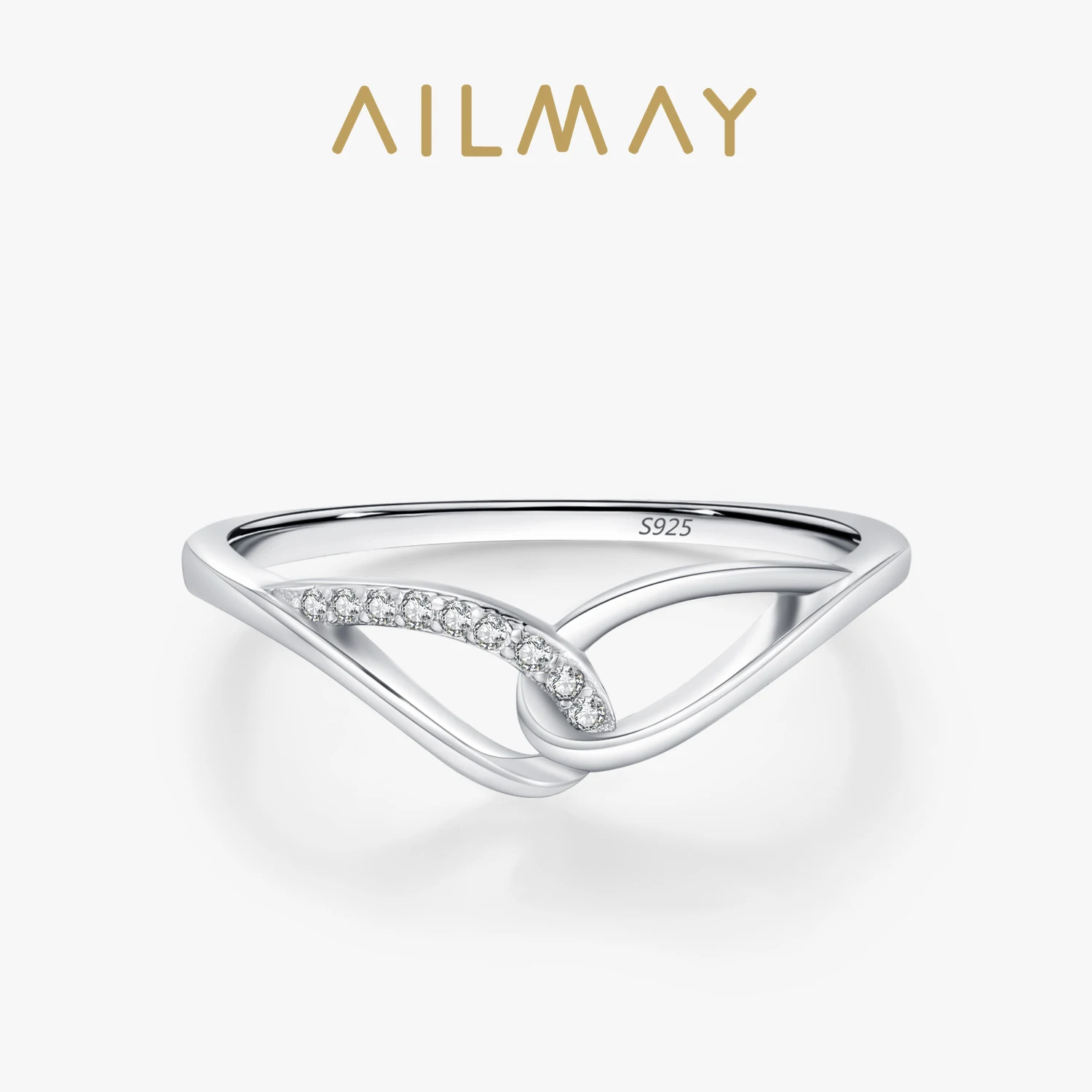 

Ailmay 925 Серебро Элегантные Очаровательные ангельские крылья кольцо на палец сияющее циркониевое кольцо для женщин обручальное ювелирное изделие