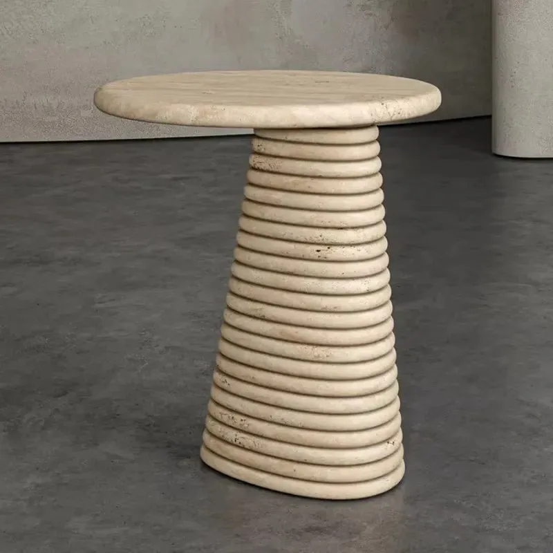 Simple Design Natural Marble Side Table Limestone Entrance Console for Living Room Bedroom Hotel Decoration Modern Minimalist