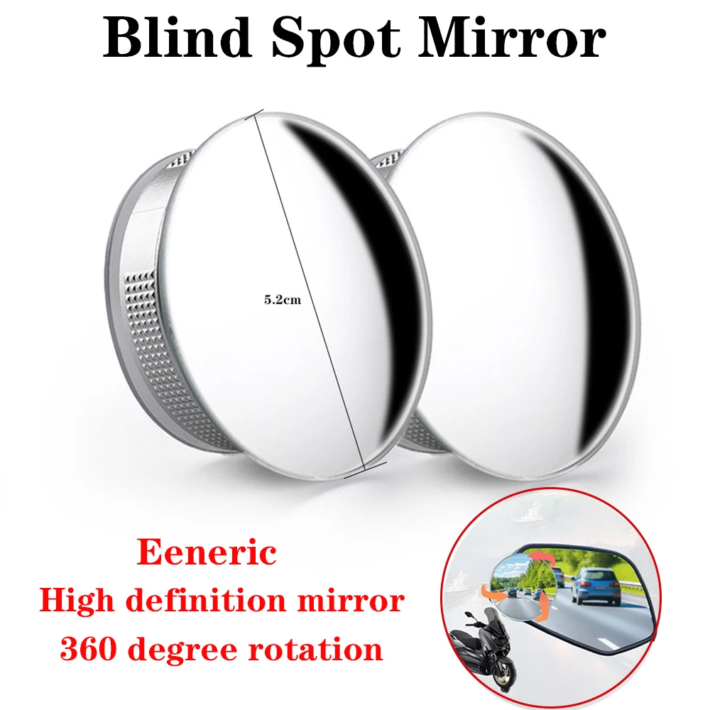 

Motorcycle Car Blind Spot Rear View Mirror Wide Angle Adjustable Small Round Mirror 360° Rotation Reverse Auxiliary Rearview