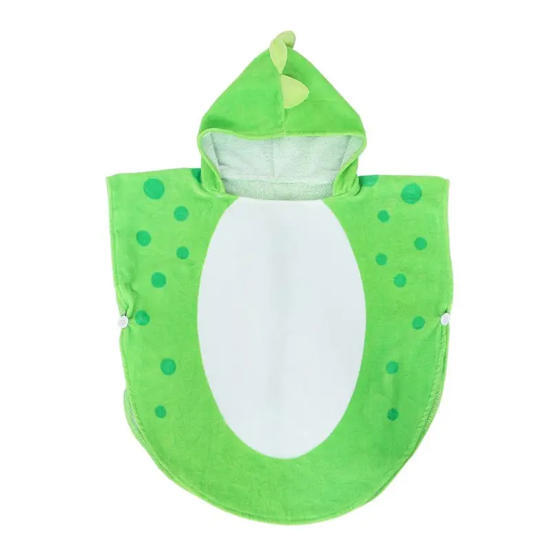 最高の子供用バスタオルローブ-キッズフード付きビーチスイミングポンチョ-恐竜柄-グリーン-ホワイト-55cm-x-110cm