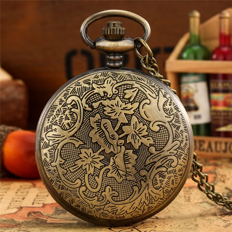 Steampunk Style St. Petersburg Design Analog Quartz Pocket Watch for Men Women with Necklace Chain Arabic Number Clock